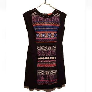 K DERHY Embellished Beaded Funky Retro Dress MEDIUM Fun Style